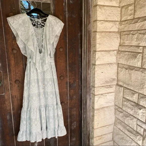 Love Sam x Anthropologie | Tallulah embroidered Tiered Midi Dress Laced - Picture 6 of 16